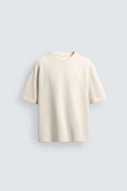 ZARA ТОЛСТОВКА RELAXED FIT ИЗ ИНТЕРЛОКА, ЖЕЛТОВАТО-БЕЛЫЙ