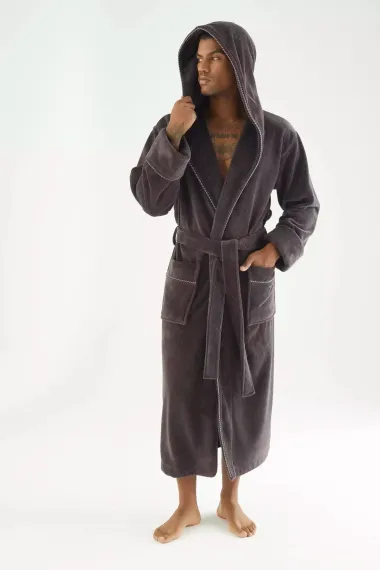 Махровый мужской халат 7230 коричневый Nusa Турция