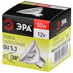 Лампочка галогенная ЭРА GU5.3-MR16-50W-12V-CL GU5.3 50 Вт софит теплый белый свет