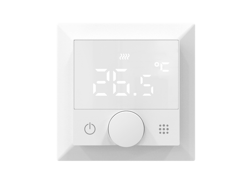 Термостат с датчиком пола, программируемый с Wi-Fi , 16 A, 55*55 мм.белый, ручка настройки