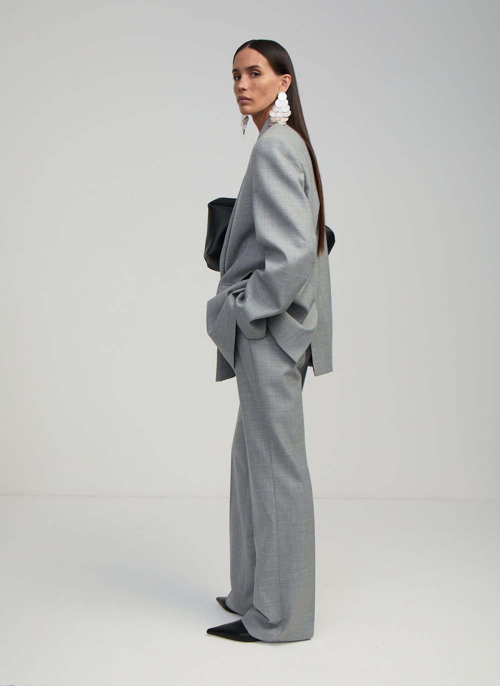 Брюки палаццо серые