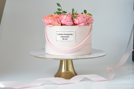 Торт с цветами на День Рождения девушке, женщине №3001