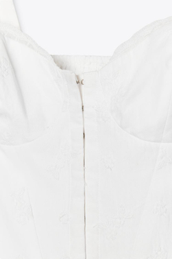 ZARA ТОП В БЕЛЬЕВОМ СТИЛЕ С ВЫШИВКОЙ, БЕЛЫЙ