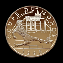 Монета 10 франков 1997 год "Чемпионат мира по футболу 1998"