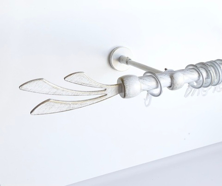 Карниз кованый витой для штор "Комета" d20 мм однорядный, цвет белое золото