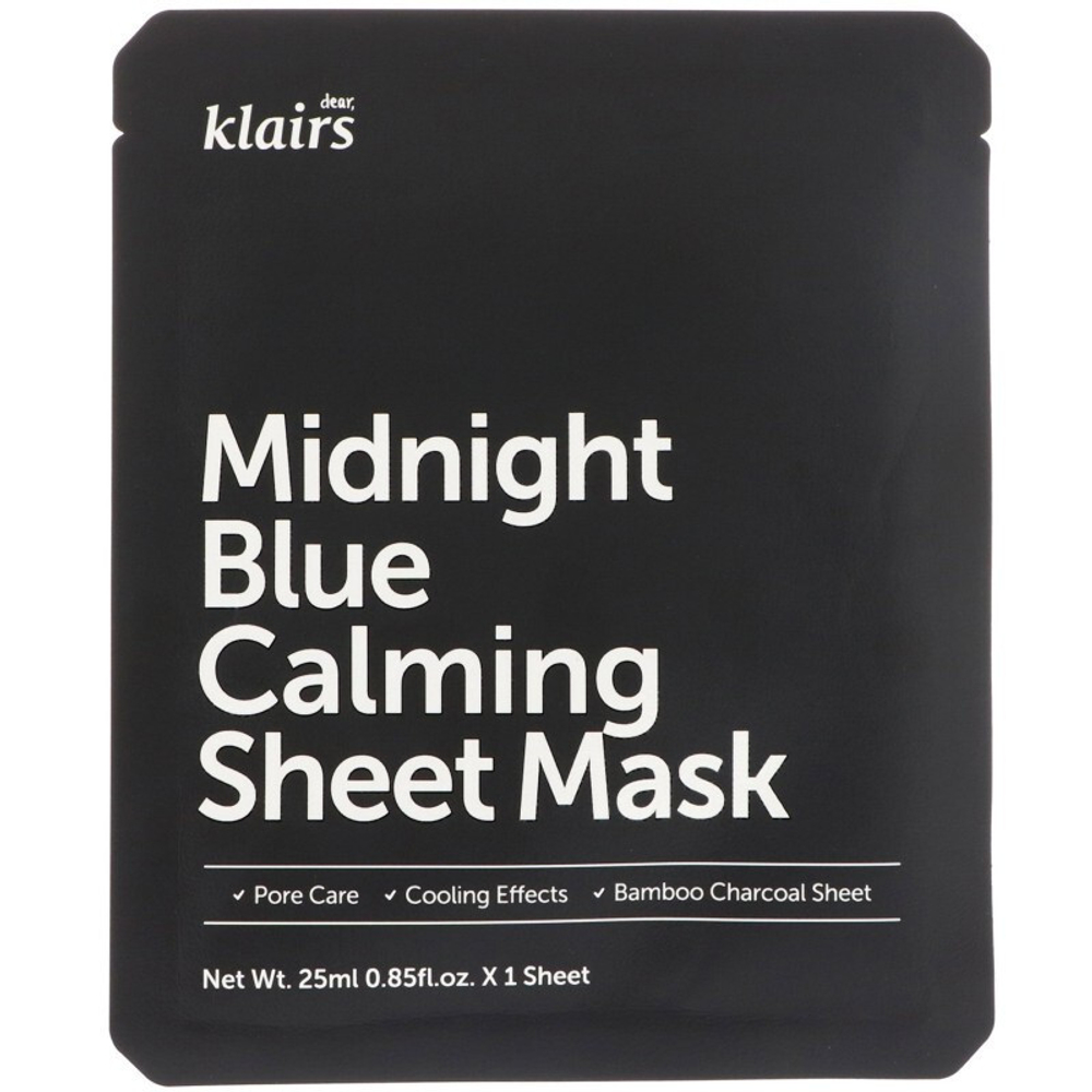 Маска тканевая с охлаждающим эффектом Dear, Klairs Midnight blue calming shee tmask, 25 мл