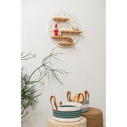 Корзина для хранения Helly Ø30х15 см, бежевая/зеленая