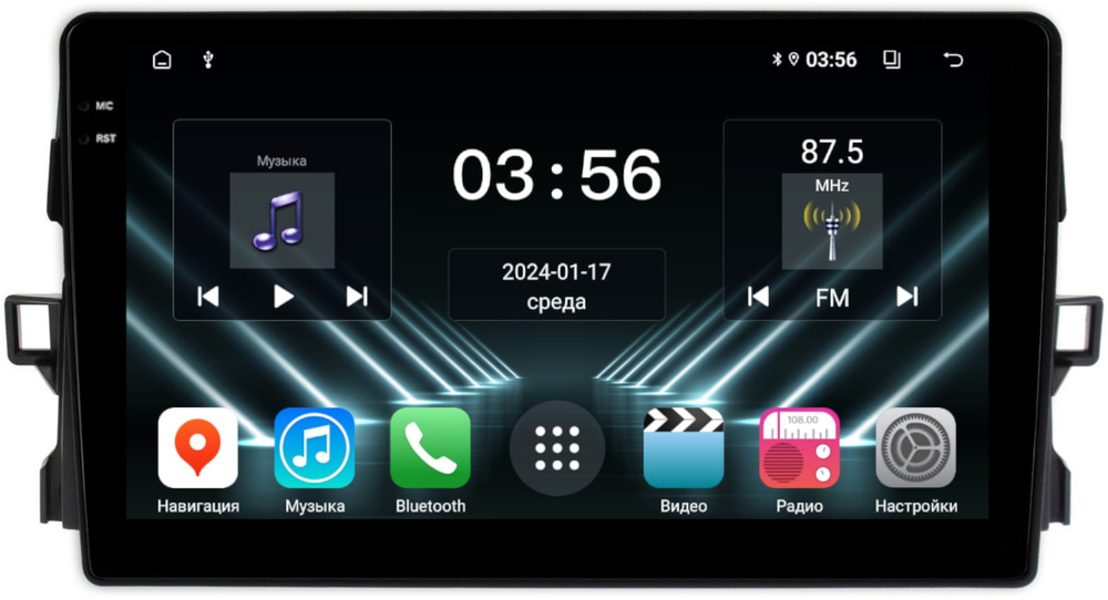 Магнитола для Toyota Auris E150 2006-2012 - FarCar DX3024M монитор 9.5" IPS на Android 13, 4+64Гб, CarPlay