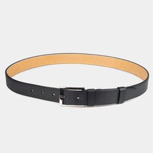 Ремень мужской кожаный из теленка черного цвета в ширина 35мм пряжка Сталь