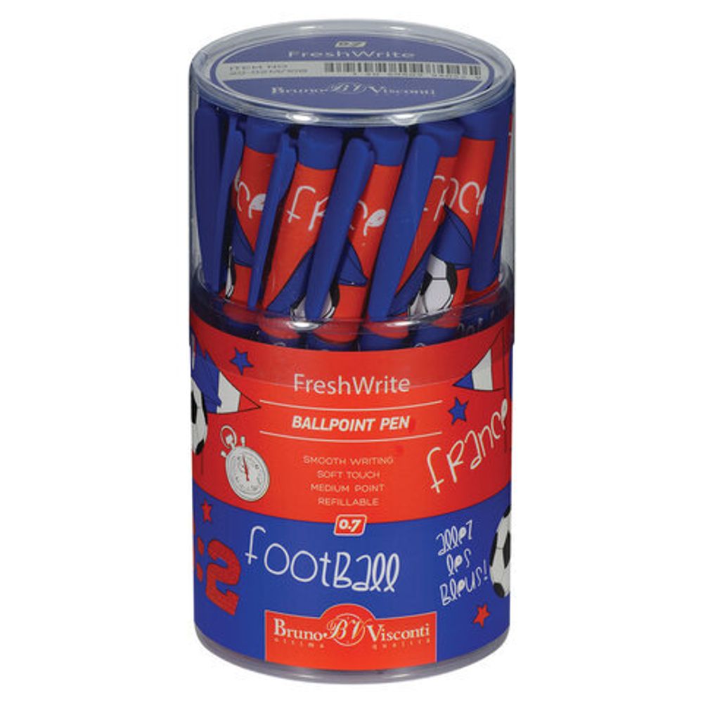 Ручка шариковая BRUNO VISCONTI FreshWrite, СИНЯЯ, "Футбол. Чемпионы. Франция", линия письма 0,5 мм, 20-0214/108