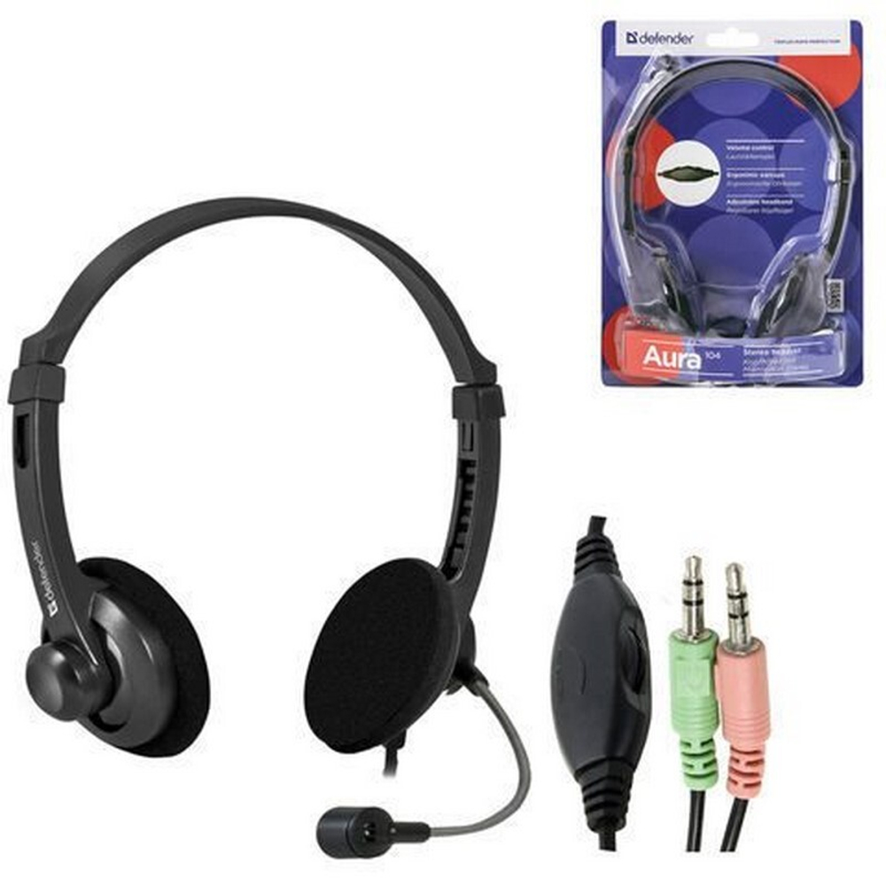 Игровая гарнитура DEFENDER Aura 104 кабель 1.8м (черный)