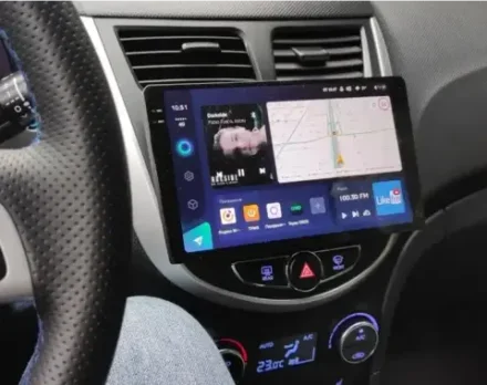 Магнитола для Hyundai Solaris 1 2010-2016 (рамка серебристо-черная тип 3) - Teyes CC3-2K на Android 10, 2K QLED, ТОП процессор, CarPlay, 4G SIM-слот