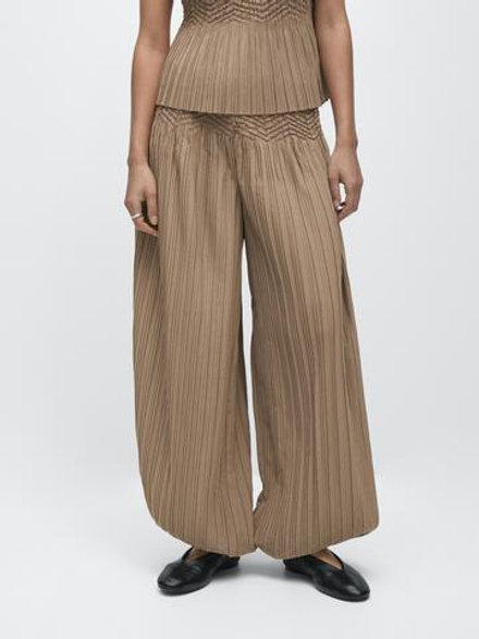 Massimo Dutti Складчатые брюки-саруэль, оливковый