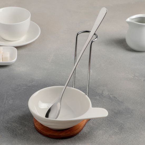 Соусник 200 мл "Сканди", с ложкой на подставке