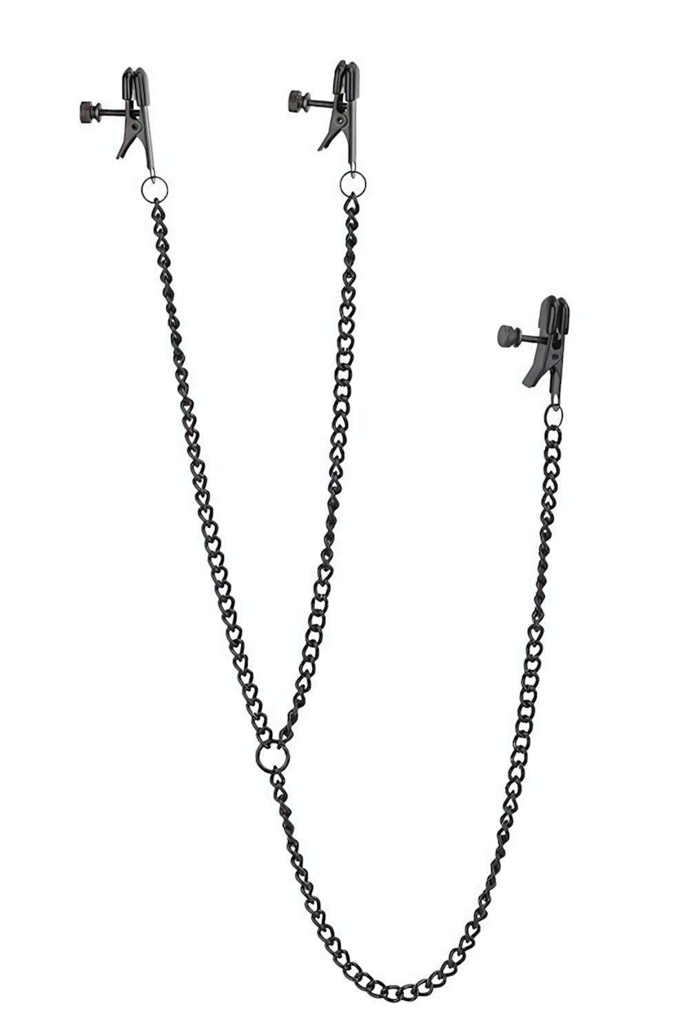 Черные зажимы на соски и клитор на цепочке Deluxe Nipple & Clit Clamps (Цвет: черный)