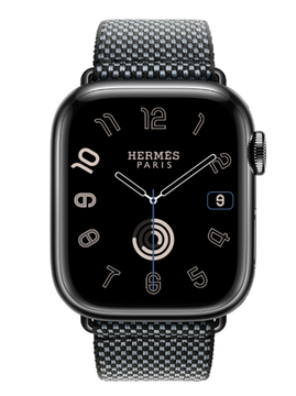 Apple Watch Hermès 41mm Space Black Stainless Steel Case with Denim/Noir Toile H Single Tour