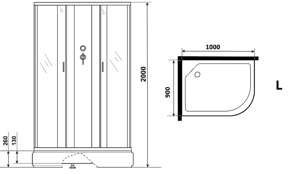 Душевая кабина Niagara Classic 100х90 L NG-33094-14LBKG с гидромассажем