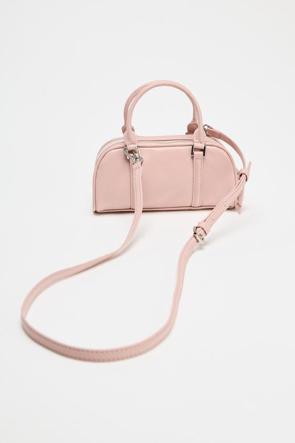 ZARA НЕБОЛЬШАЯ СУМКА-БОУЛИНГ, РОЗОВЫЙ