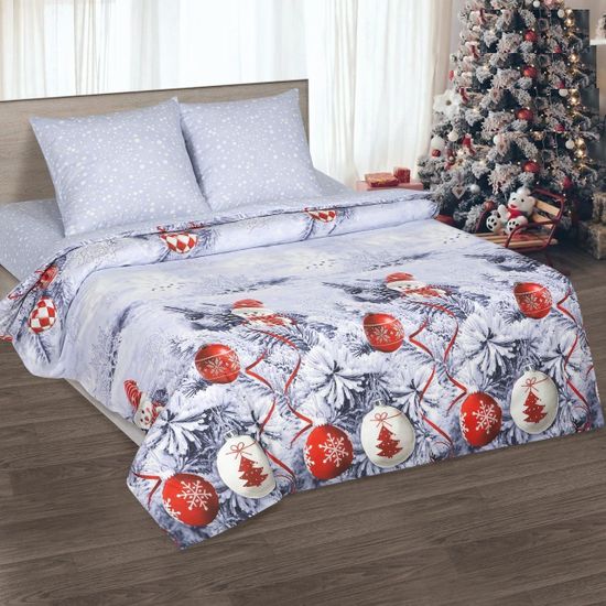 Двуспальный с европростынёй комплект постельного белья Время чудес DE LUXE поплин наволочки 70x70 см