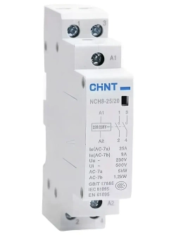 Контактор модульный 25а, 220В, 2 NO нормально открытый, двухполюсный, CHINT NCH8G-25/20, пускатель магнитный, 2P NO