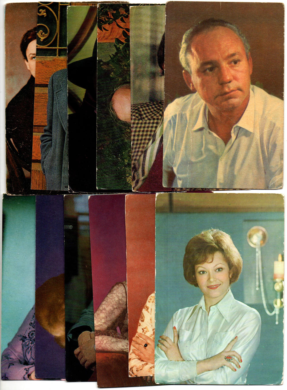 №124 Открытки Артисты и актёры СССР 1970–1980-е г. 25 штук. Цветные, чистые, без повторов