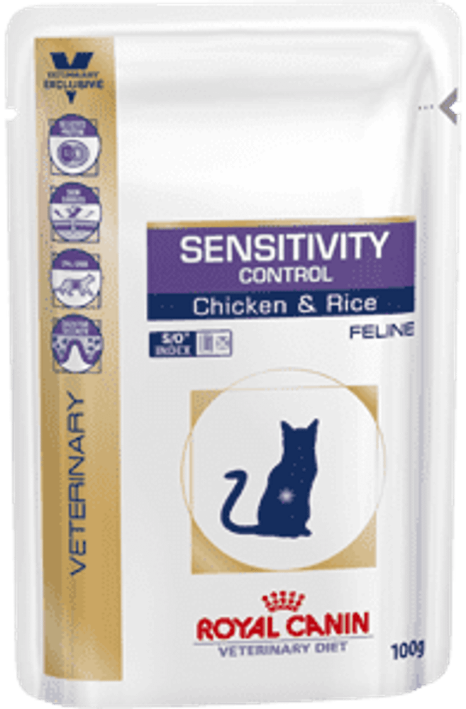 Royal Canin 100г Сенситивити Контроль цыпл/рис (фелин) пауч