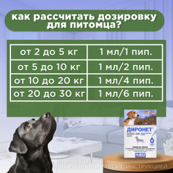 Антигельминтик Спот-он АВЗ Диронет для собак, 4 пипетки