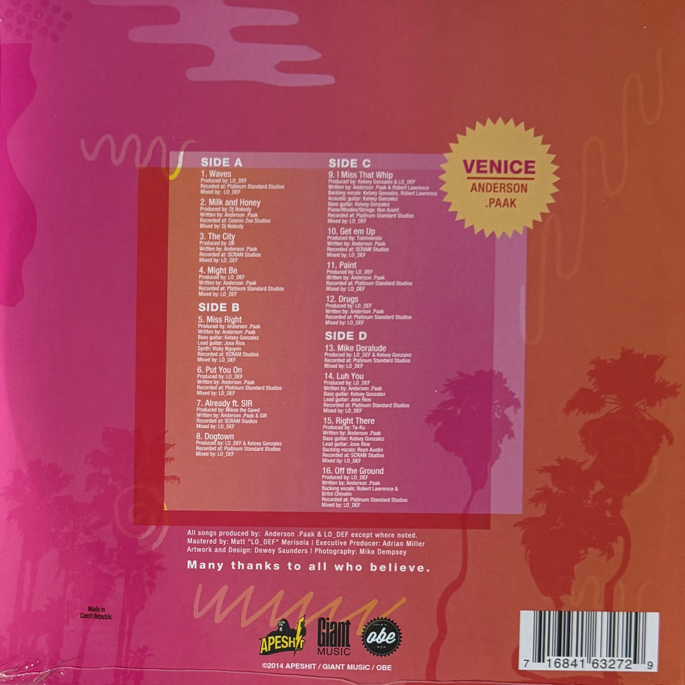 Виниловая пластинка Anderson .Paak ‎– Venice 2LP