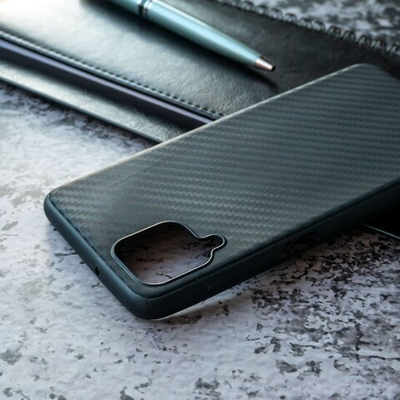 Чехол ТПУ карбон для Samsung Galaxy A12, 011068 Черный CM