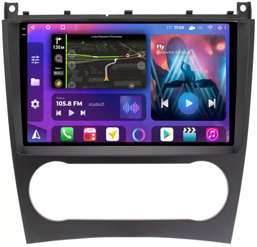 Магнитола для Mercedes-Benz C W203 2004-2007 - FarCar 1262M на Android 13, QLED+2K, TS10, CarPlay, 4G SIM-слот