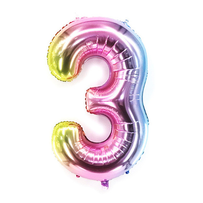 Шар фольга Цифра 3 Радужная 40"/102см с гелием