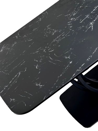 Стол MATERA 160 NERO KL-116 Черный мрамор матовый, итальянская керамика/ черный каркас