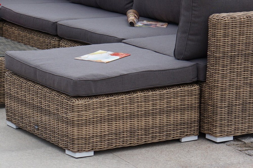 "Лунго" плетеная оттоманка с подушкой, цвет соломенный