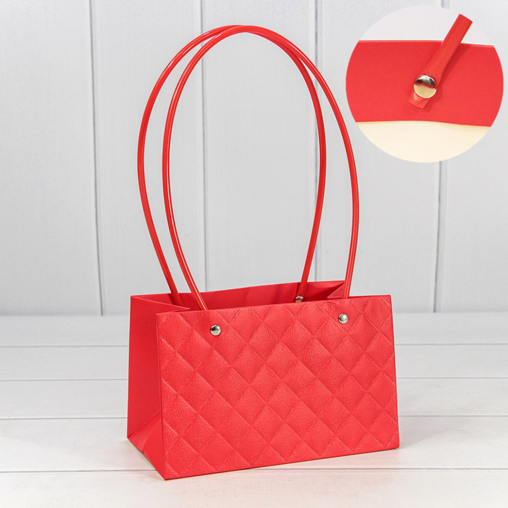 Пакет подарочный 19х12х10.5см Ваза для цветов "Ромбы" (Красный)