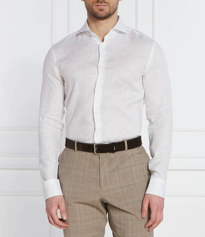 Льняная рубашка H-HANK BOSS BLACK - белый(50512876)