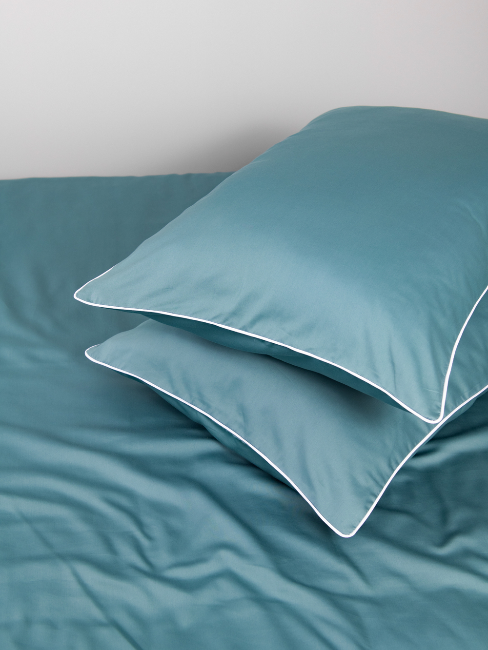 MOON 2 наволочки, сатин серо-бирюзовый 50x70см