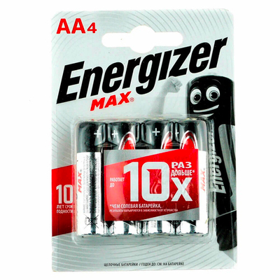 Батарейки Energizer 1,5V ALKALINE. LR-6 AA в наборе 4 штук