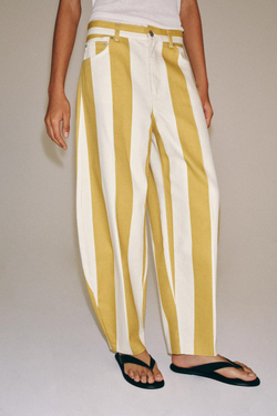 ZARA ДЖИНСЫ TAPERED С ВЫСОКОЙ ПОСАДКОЙ И ПРИНТОМ — ZW COLLECTION, ПОЛОСКИ