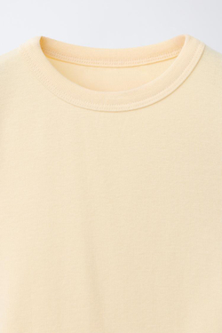 ZARA ФУТБОЛКА ИЗ МОДАЛА С ВЫРЕЗАМИ И БАНТАМИ, ЖЕЛТЫЙ