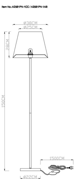 Торшер Arte Lamp A2581PN-1CC