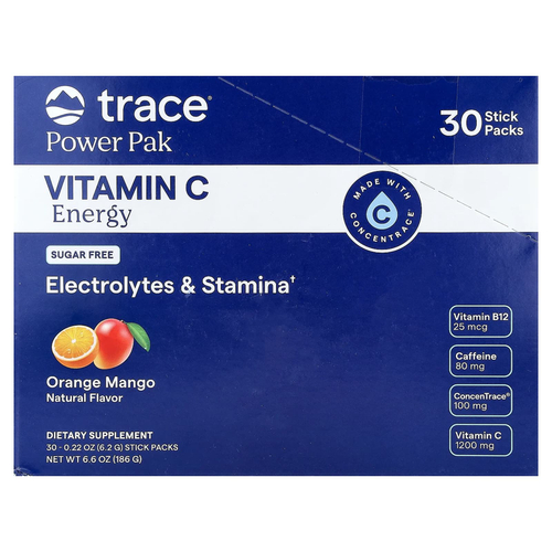 Trace, Power Pak, заряд энергии с витамином C, апельсин и манго, 30 стик-пакетов по 6,2 г (0,22 унции)