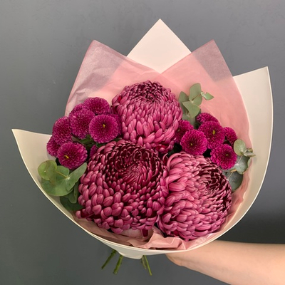 Букет"Виола"(хризантема Бигуди)