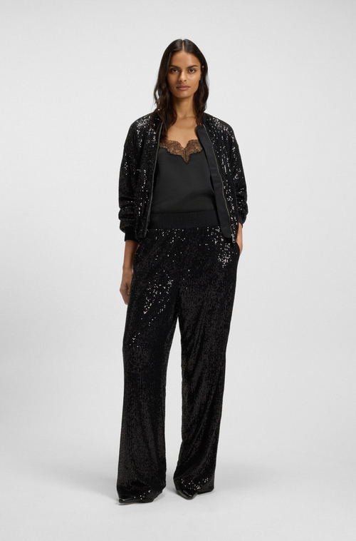 BOSS Топ из струящейся ткани, декорированный кружевом