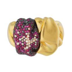 Кольцо с Рубинами и Черными и Шампань Бриллиантами, R0132-2/5