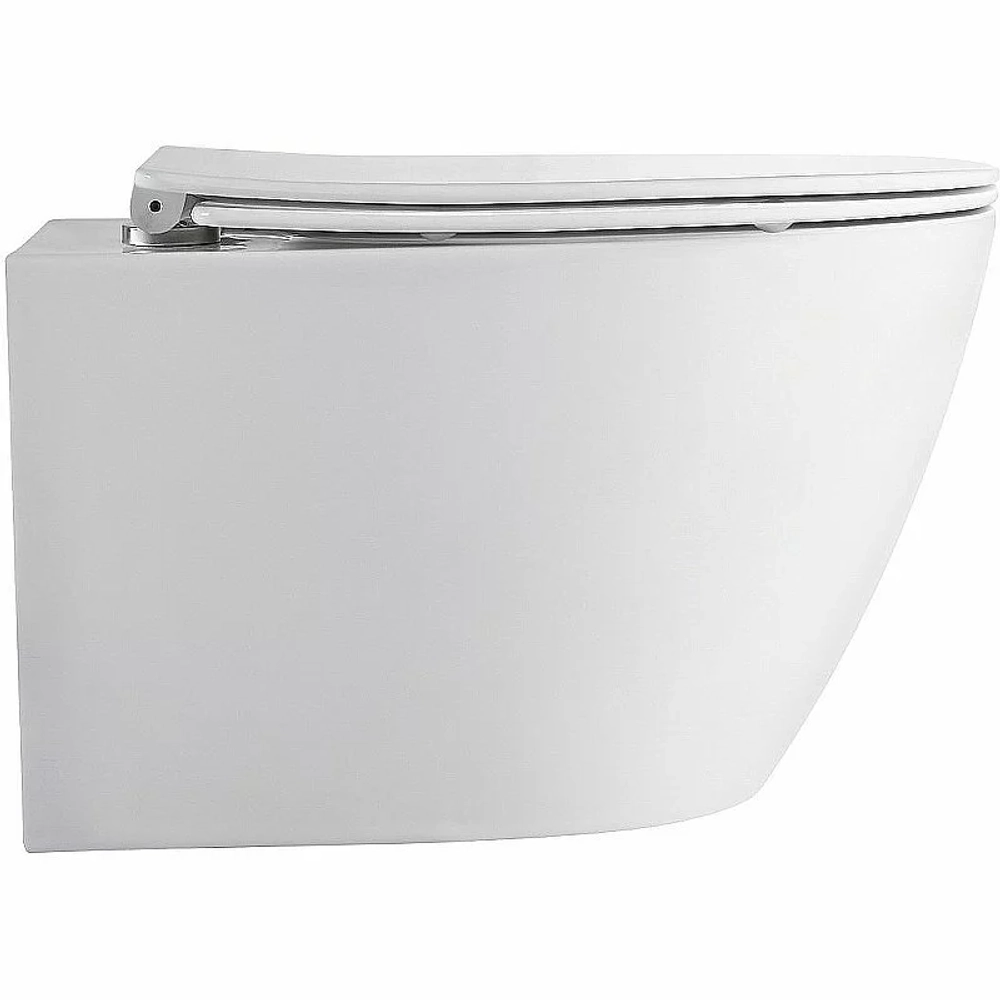 Унитаз подвесной Orange CI07-100W+APB144 безободковый, с крышкой микролифт, с инсталляцией, белый/кнопка черная
