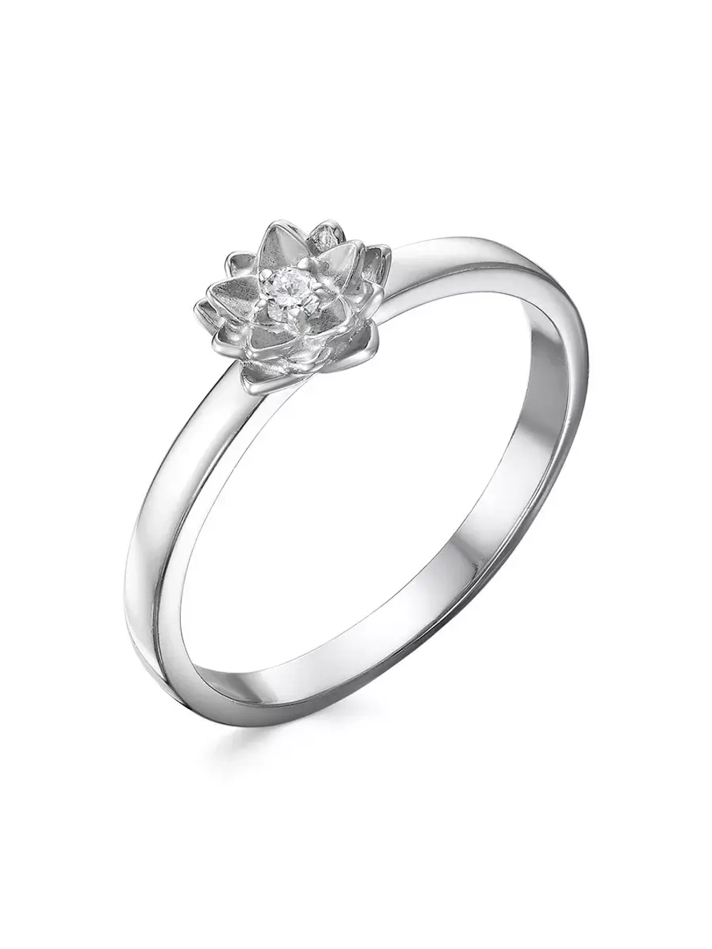 Серебряное кольцо лотос с фианитом