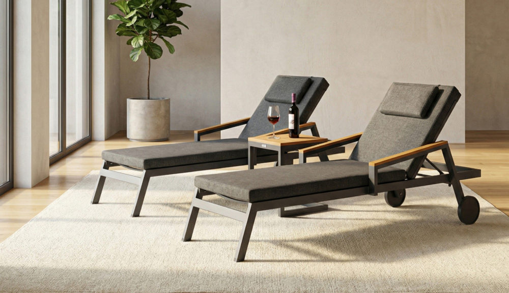 Шезлонг Ideal Patio СПОНДА С карбон, с матрасом и подушкой