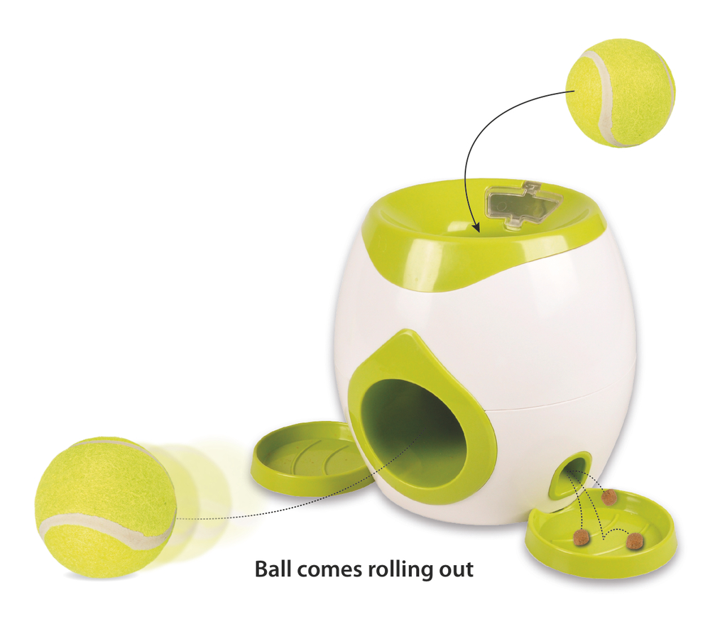 Развивающая игрушка для собак WILSON (тенисный мяч+совок), 29смД х19смШ х18,5смВ, белый/зелёный, Flamingo