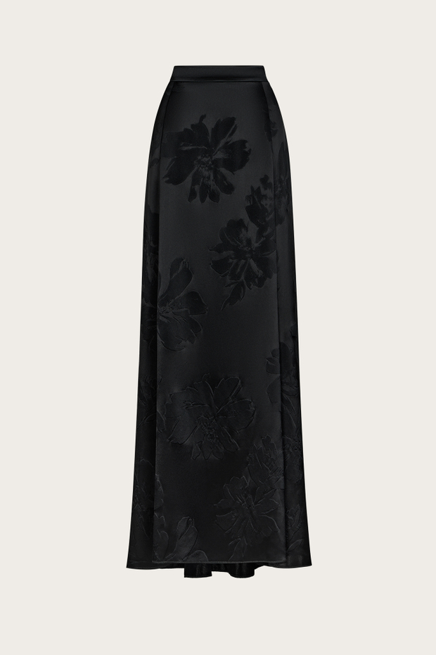 Юбка-годе из черного жаккардового триацетата