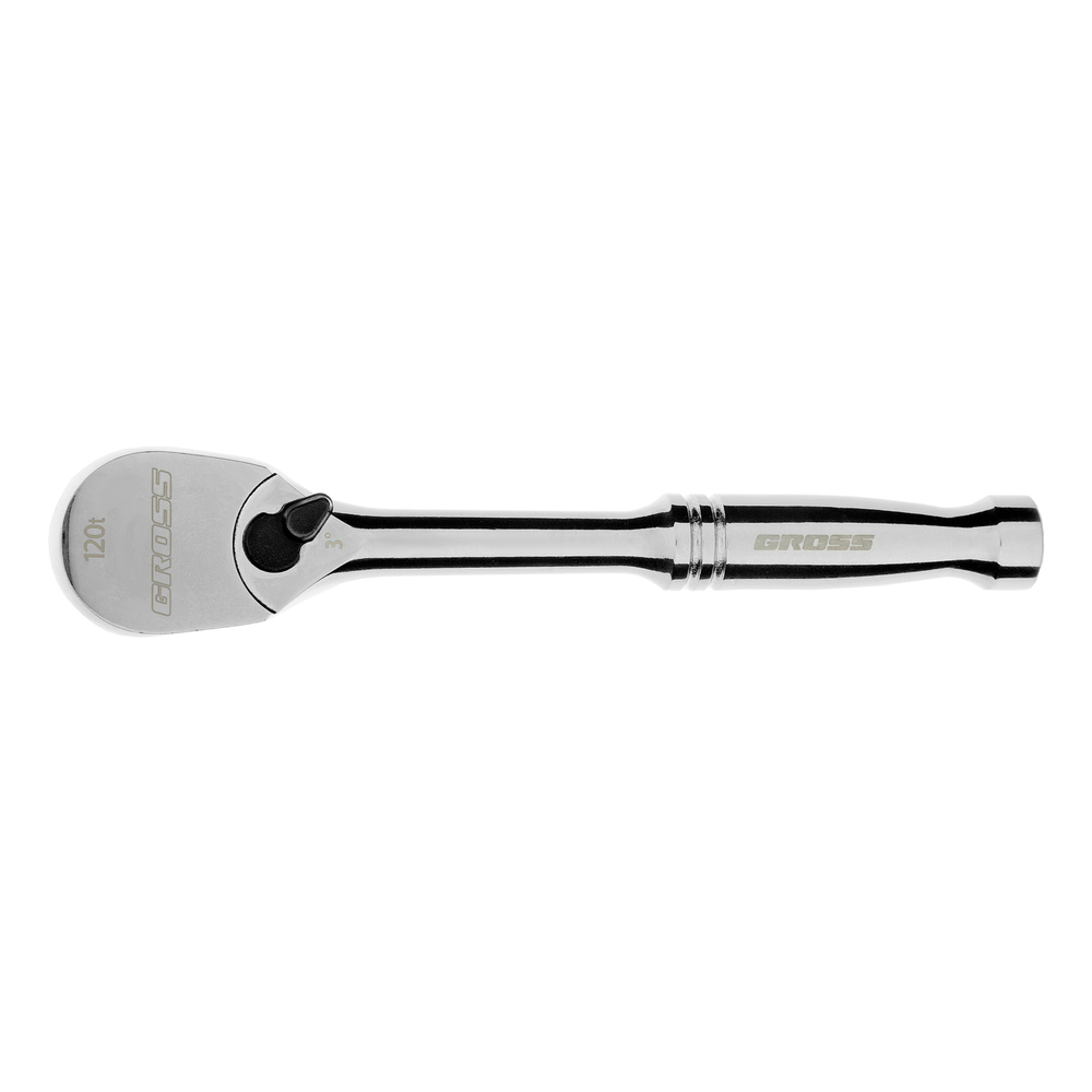 Ключ-трещотка 1/4", CrV, 120 зубьев, цельнометаллический, хром Gross